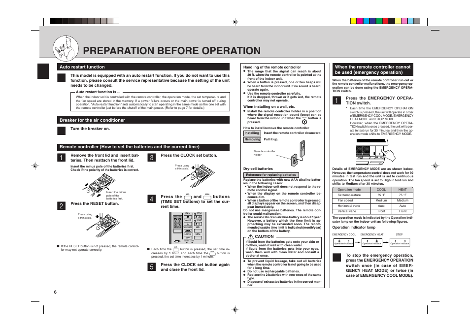 Preparation before operation | MITSUBISHI ELECTRIC MSH24WN User Manual | Page 6 / 32