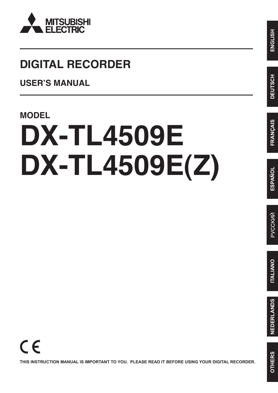 MITSUBISHI ELECTRIC DX-TL4509E User Manual | 38 pages