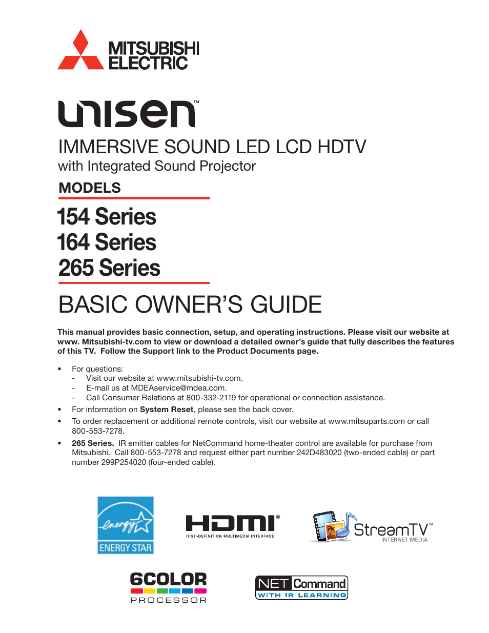 MITSUBISHI ELECTRIC UNISEN 164 SERIES User Manual | 40 pages