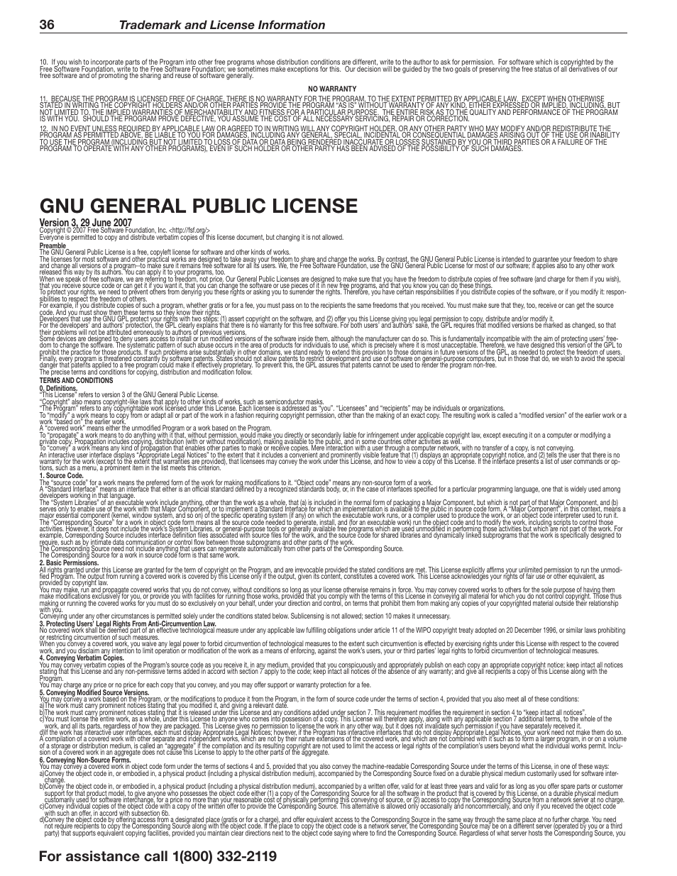 Gnu general public license, Trademark and license information | MITSUBISHI ELECTRIC UNISEN 164 SERIES User Manual | Page 36 / 40