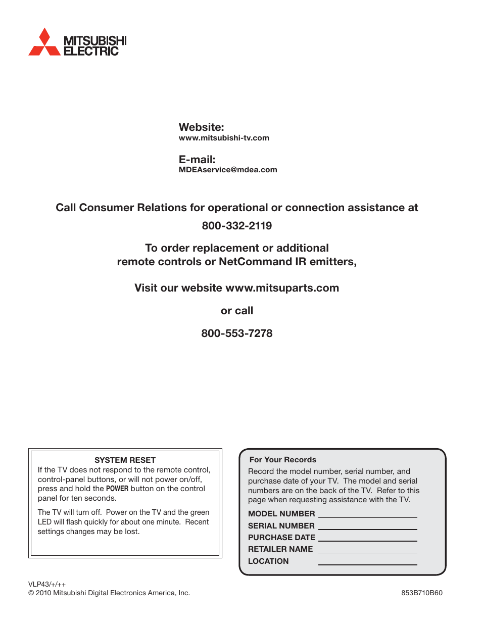 Website, E-mail | MITSUBISHI ELECTRIC UNISEN 164 SERIES User Manual | Page 40 / 40