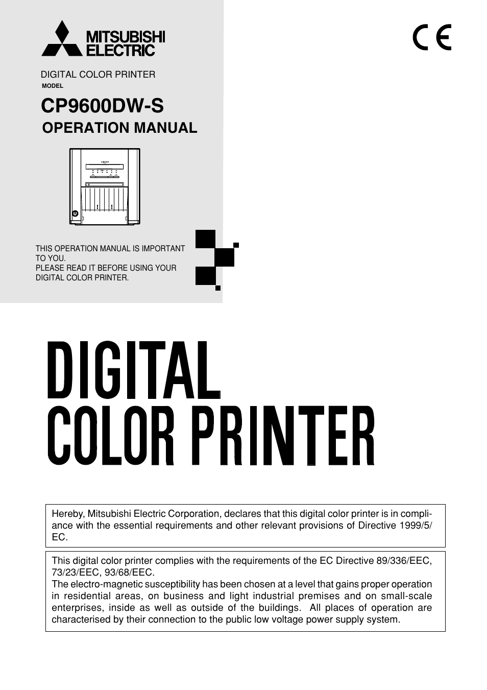 MITSUBISHI ELECTRIC CP9600DW-S User Manual | 24 pages