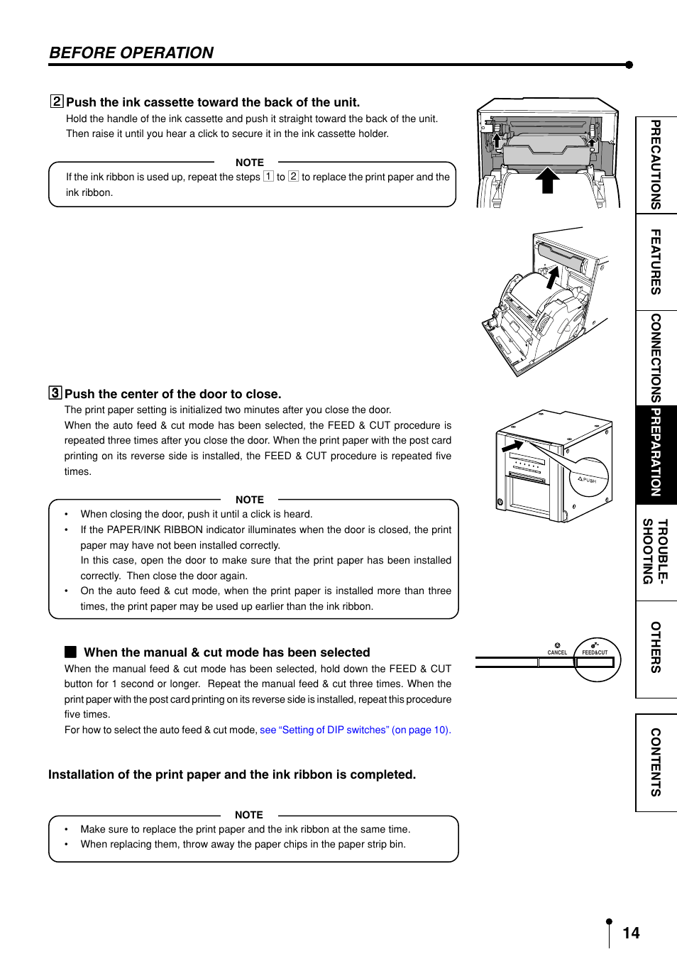 Before operation | MITSUBISHI ELECTRIC CP9600DW-S User Manual | Page 17 / 24