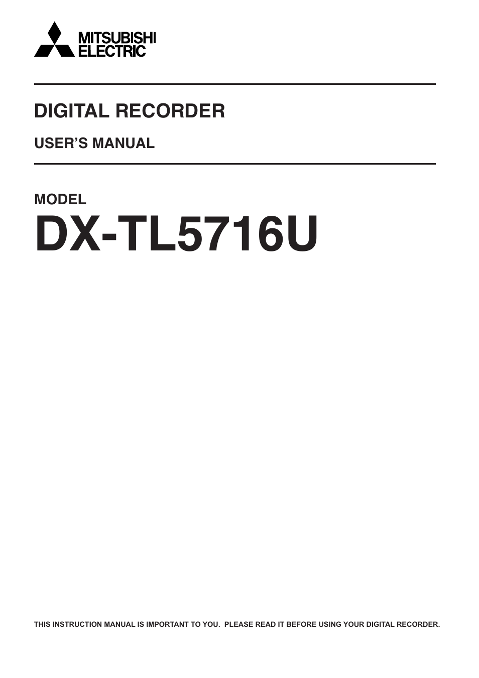 MITSUBISHI ELECTRIC MITSUBISHI ELECTRIC DX-TL5716U User Manual | 24 pages