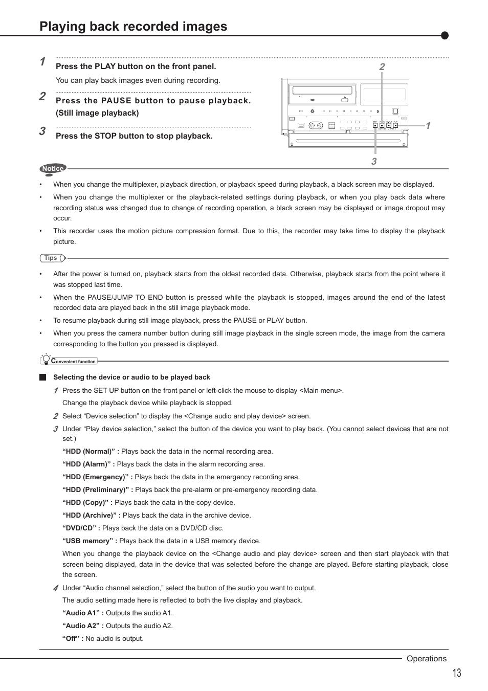 Playing back recorded images | MITSUBISHI ELECTRIC MITSUBISHI ELECTRIC DX-TL5716U User Manual | Page 17 / 24