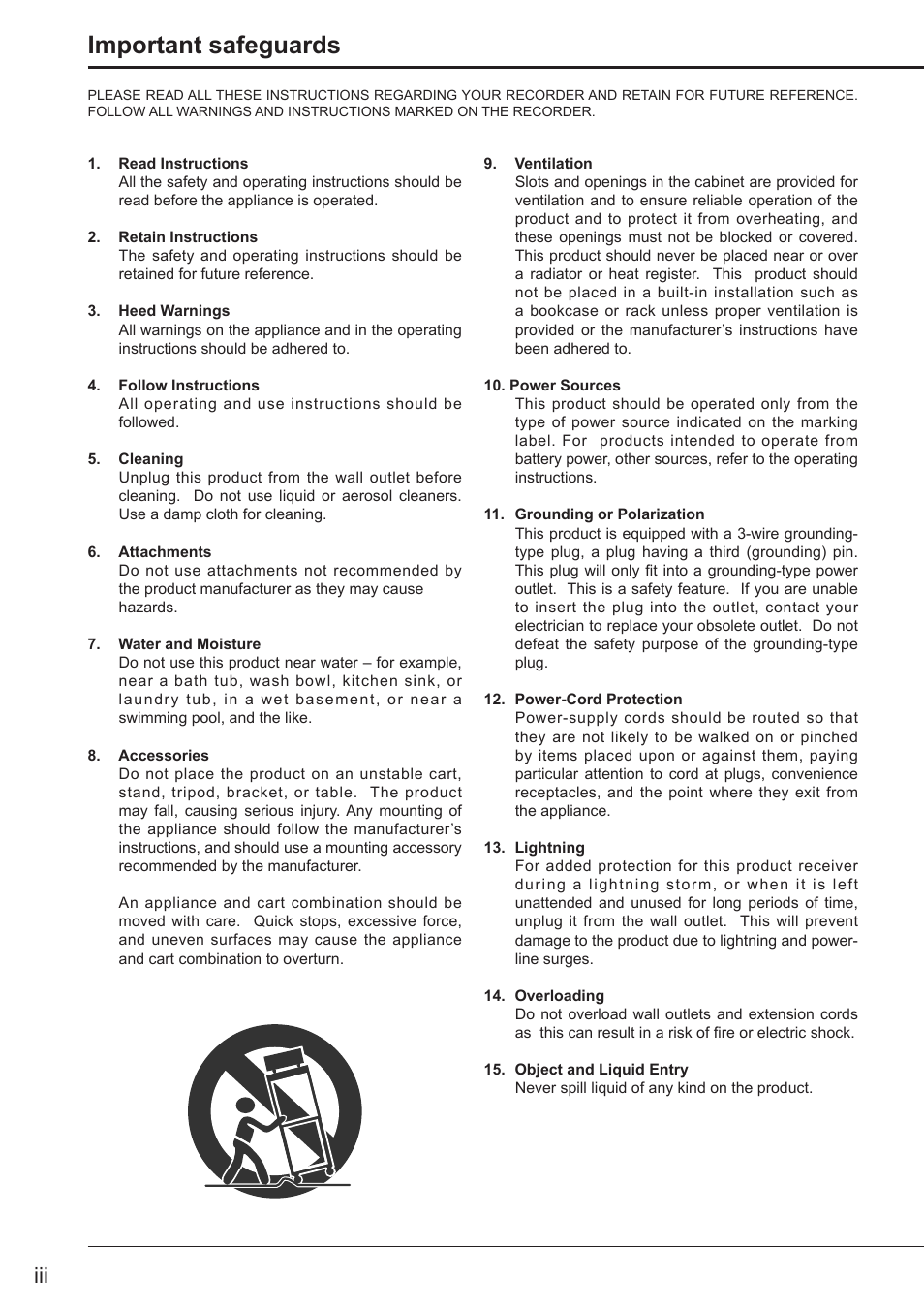 Important safeguards | MITSUBISHI ELECTRIC MITSUBISHI ELECTRIC DX-TL5716U User Manual | Page 4 / 24