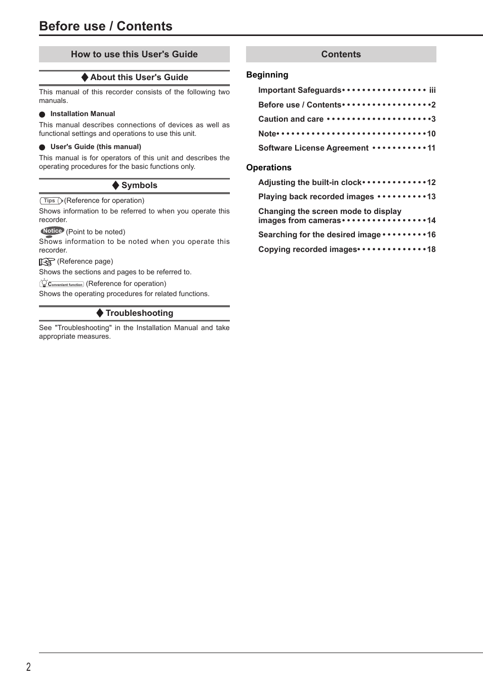 Before use / contents | MITSUBISHI ELECTRIC MITSUBISHI ELECTRIC DX-TL5716U User Manual | Page 6 / 24