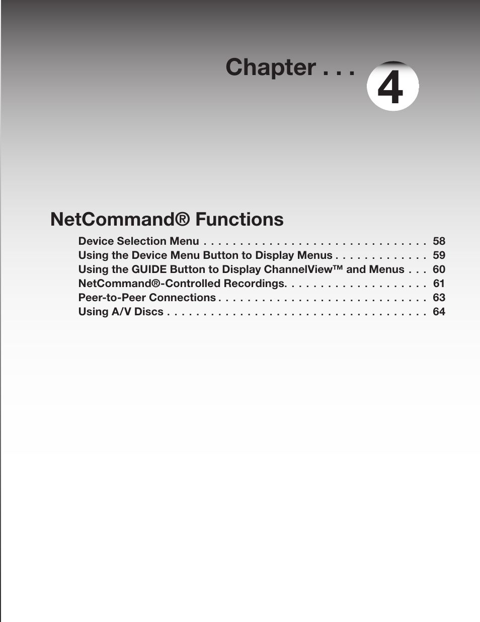 Chapter 4: netcommand® functions, Chapter, Netcommand® functions | MITSUBISHI ELECTRIC WD-62628 User Manual | Page 57 / 124