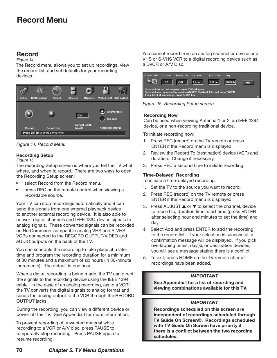 Record menu, Record | MITSUBISHI ELECTRIC WD-62628 User Manual | Page 70 / 124