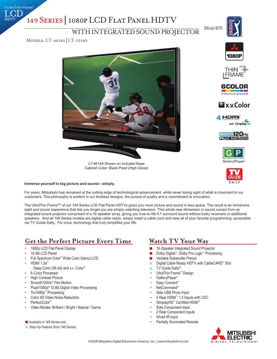 MITSUBISHI ELECTRIC LT-52149 User Manual | 2 pages