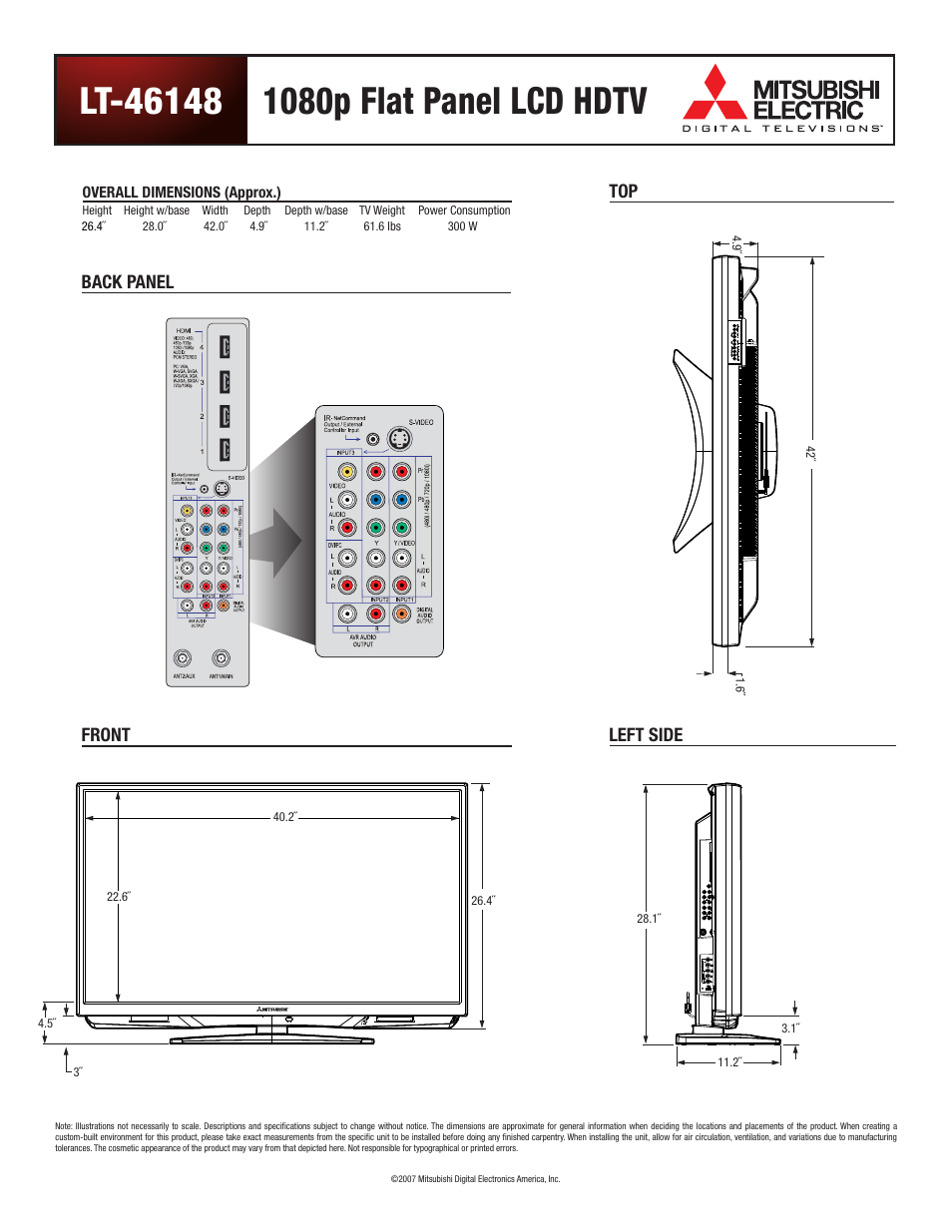 MITSUBISHI ELECTRIC LT-46148 User Manual | 2 pages