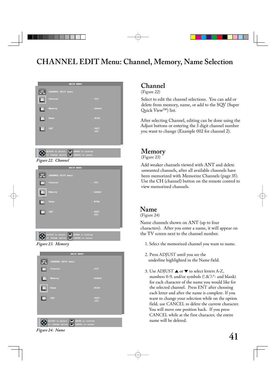 Channel, Name | MITSUBISHI ELECTRIC LT-2220 User Manual | Page 41 / 68