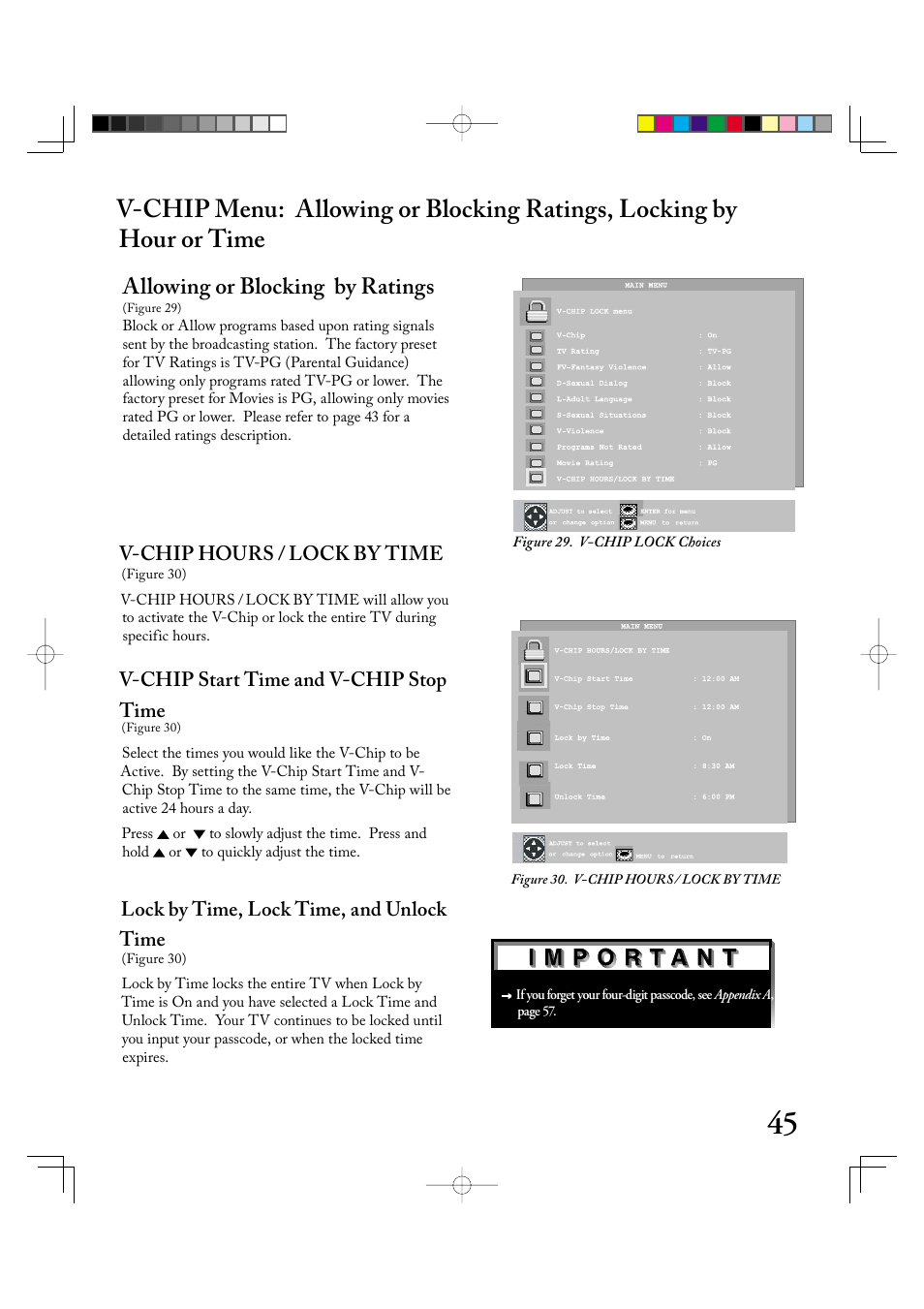 Allowing or blocking by ratings | MITSUBISHI ELECTRIC LT-2220 User Manual | Page 45 / 68