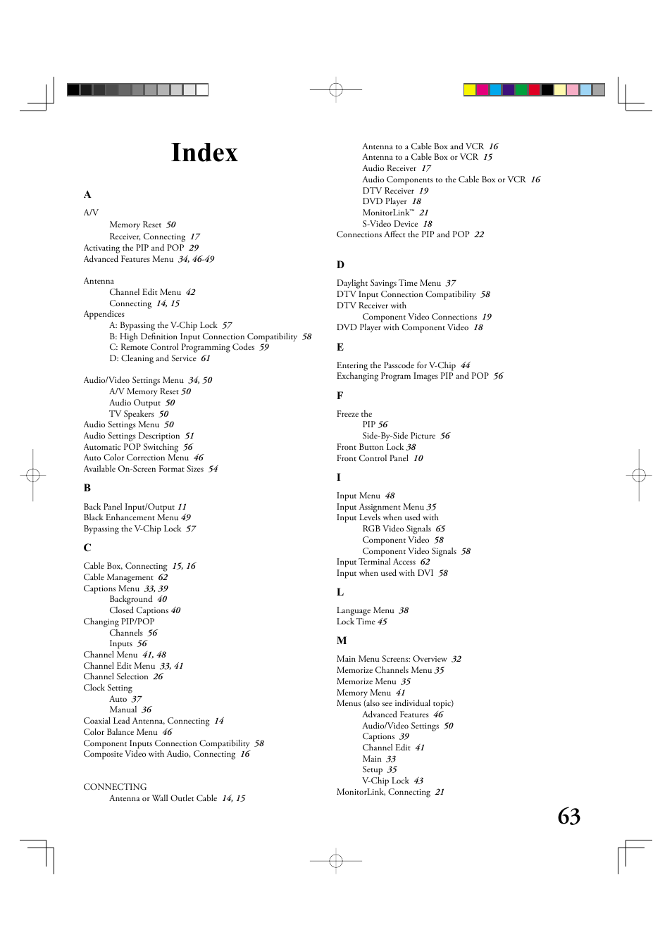 Index | MITSUBISHI ELECTRIC LT-2220 User Manual | Page 63 / 68