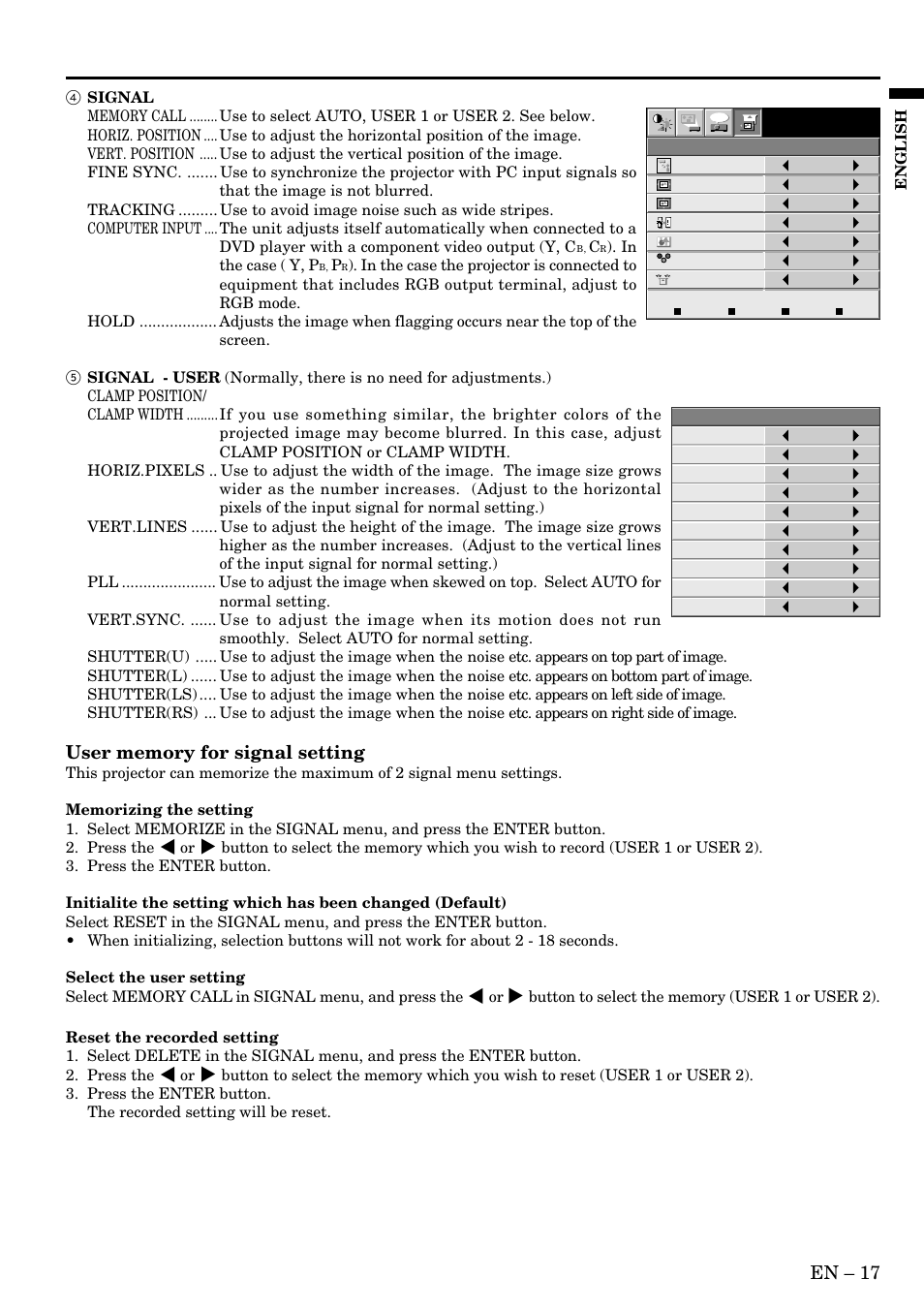 En – 17 | MITSUBISHI ELECTRIC LVP-X400BU User Manual | Page 17 / 34