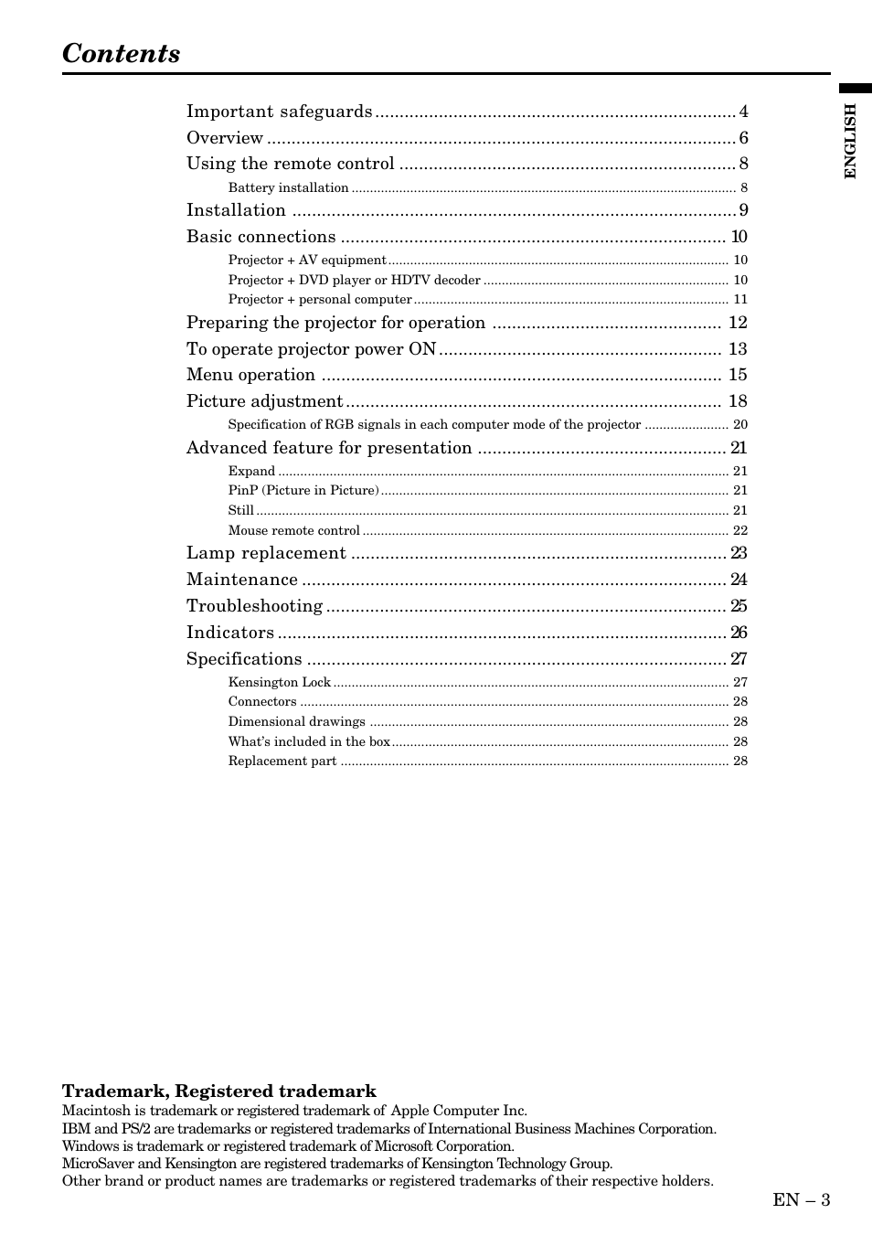 MITSUBISHI ELECTRIC LVP-X400BU User Manual | Page 3 / 34