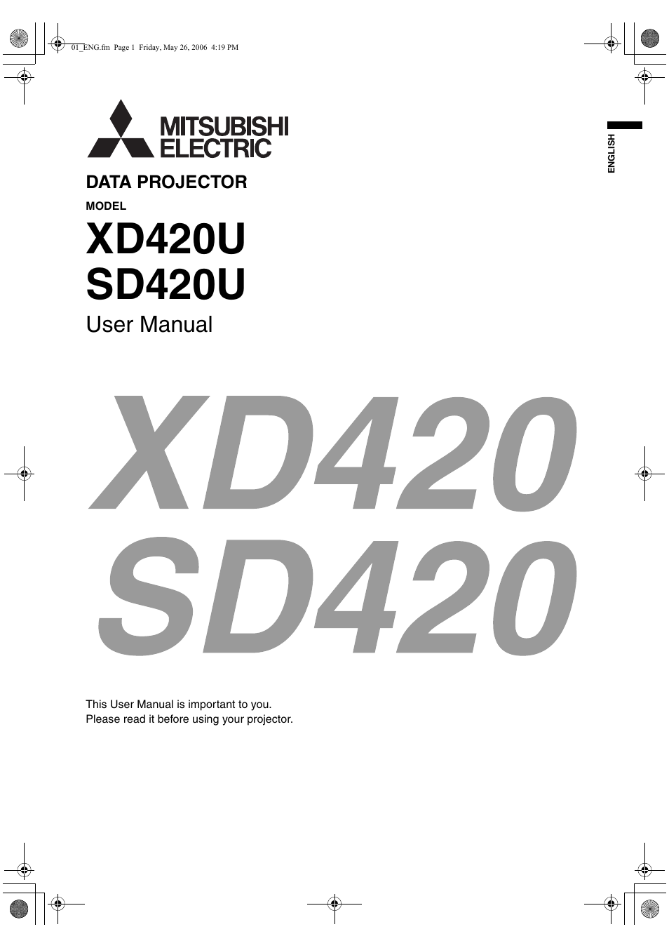 MITSUBISHI ELECTRIC XD420U User Manual | 30 pages