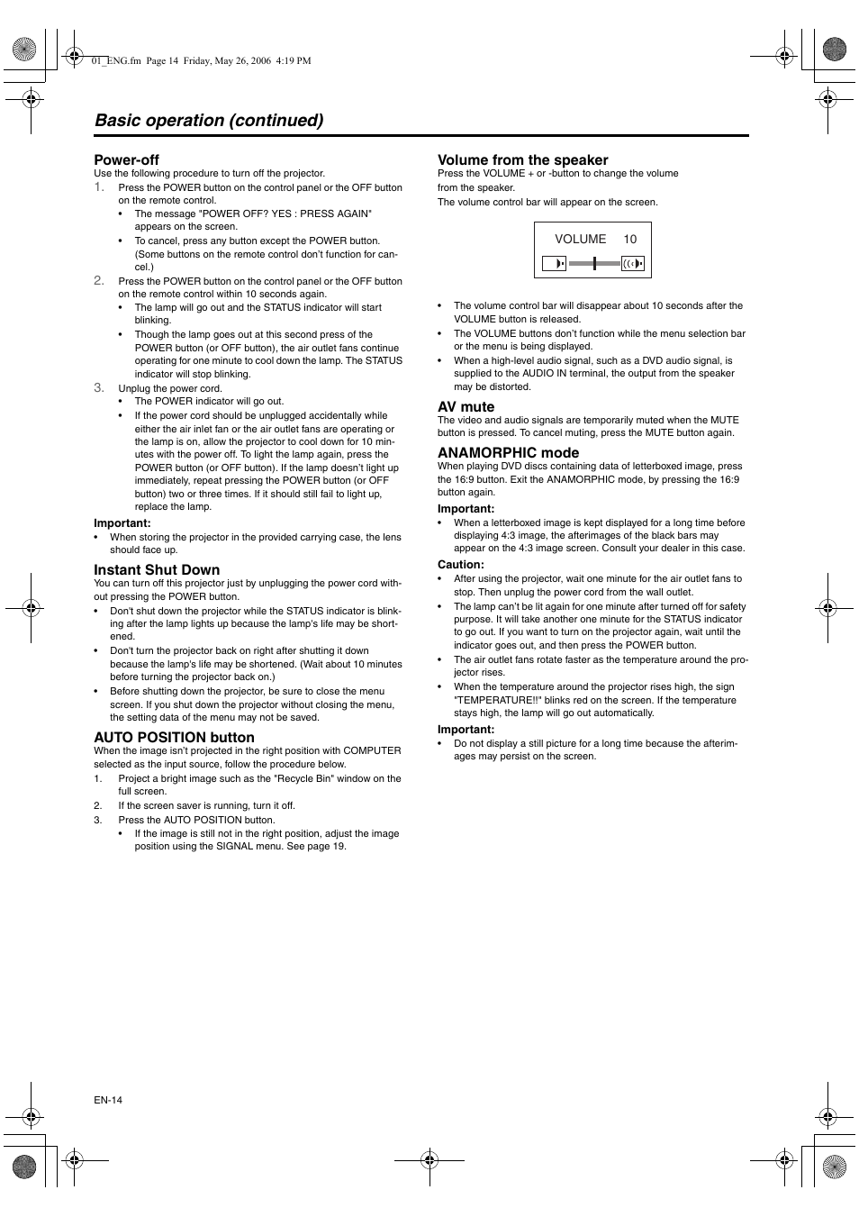 Basic operation (continued) | MITSUBISHI ELECTRIC XD420U User Manual | Page 14 / 30