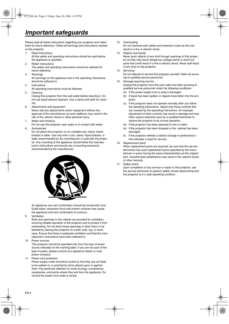 Important safeguards | MITSUBISHI ELECTRIC XD420U User Manual | Page 4 / 30