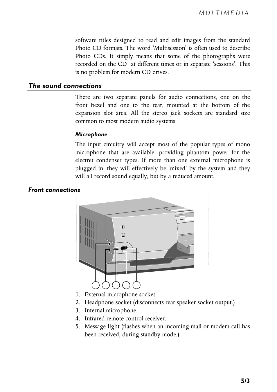 The sound connections | MITSUBISHI ELECTRIC MS540 User Manual | Page 40 / 77