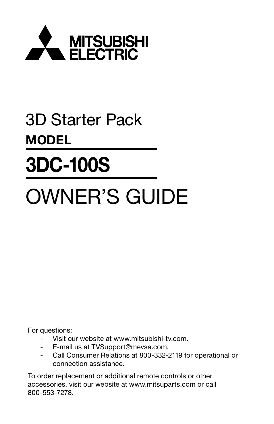 MITSUBISHI ELECTRIC Mitsubishi Electric 3DC-100S User Manual | 16 pages