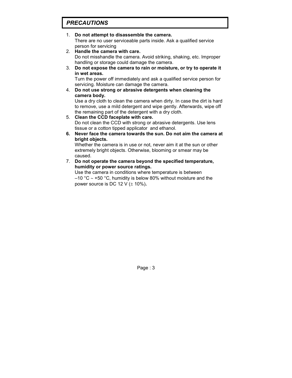 Precautions | MITSUBISHI ELECTRIC BDC4803H User Manual | Page 3 / 12