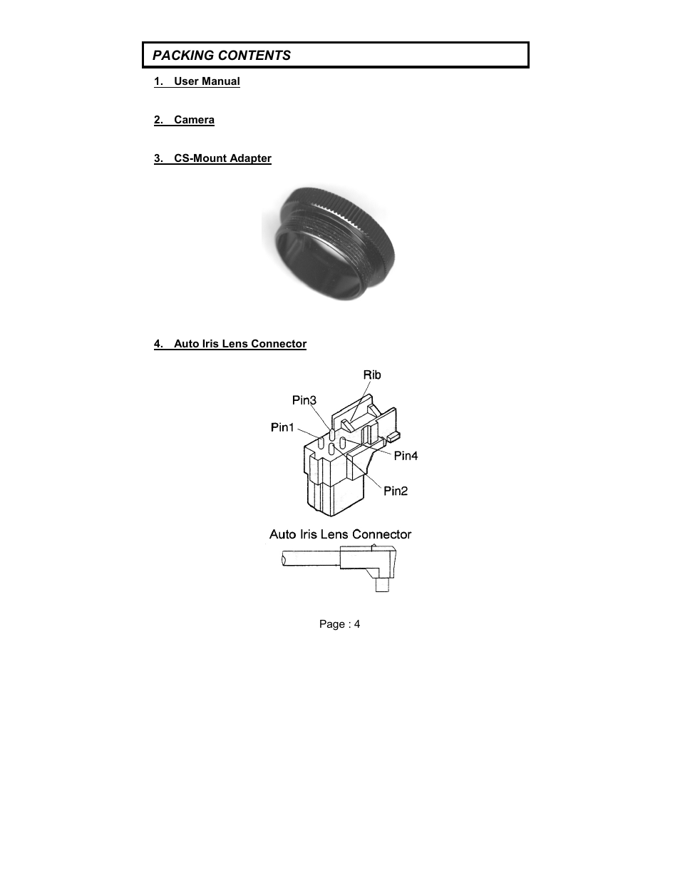 Packing contents | MITSUBISHI ELECTRIC BDC4803H User Manual | Page 4 / 12