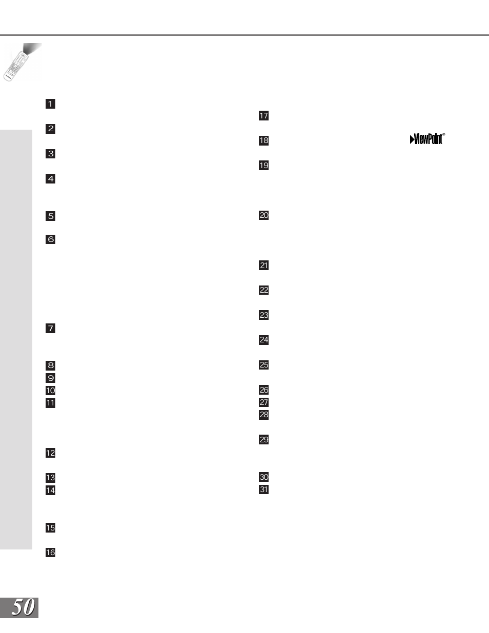 Remote control functions: overview, Ov e rv ie w, Overview | MITSUBISHI ELECTRIC WS-65908 User Manual | Page 50 / 68