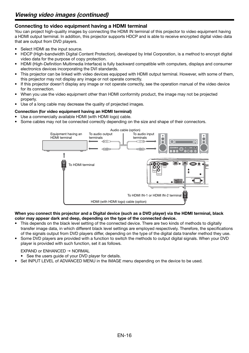 Viewing video images (continued), En-16 | MITSUBISHI ELECTRIC HC5500 User Manual | Page 16 / 47