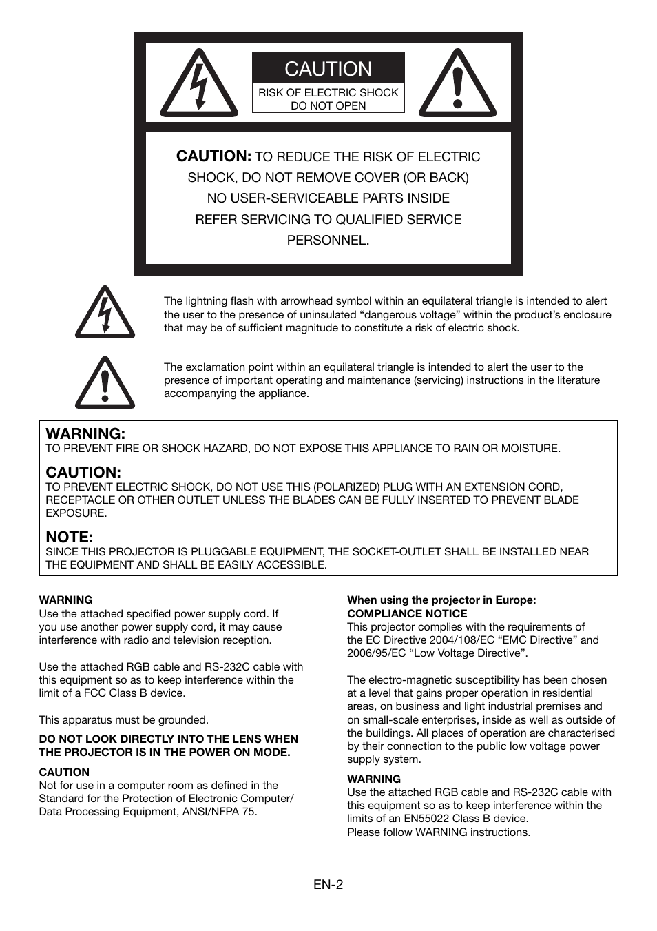 Caution, Warning | MITSUBISHI ELECTRIC HC5500 User Manual | Page 2 / 47
