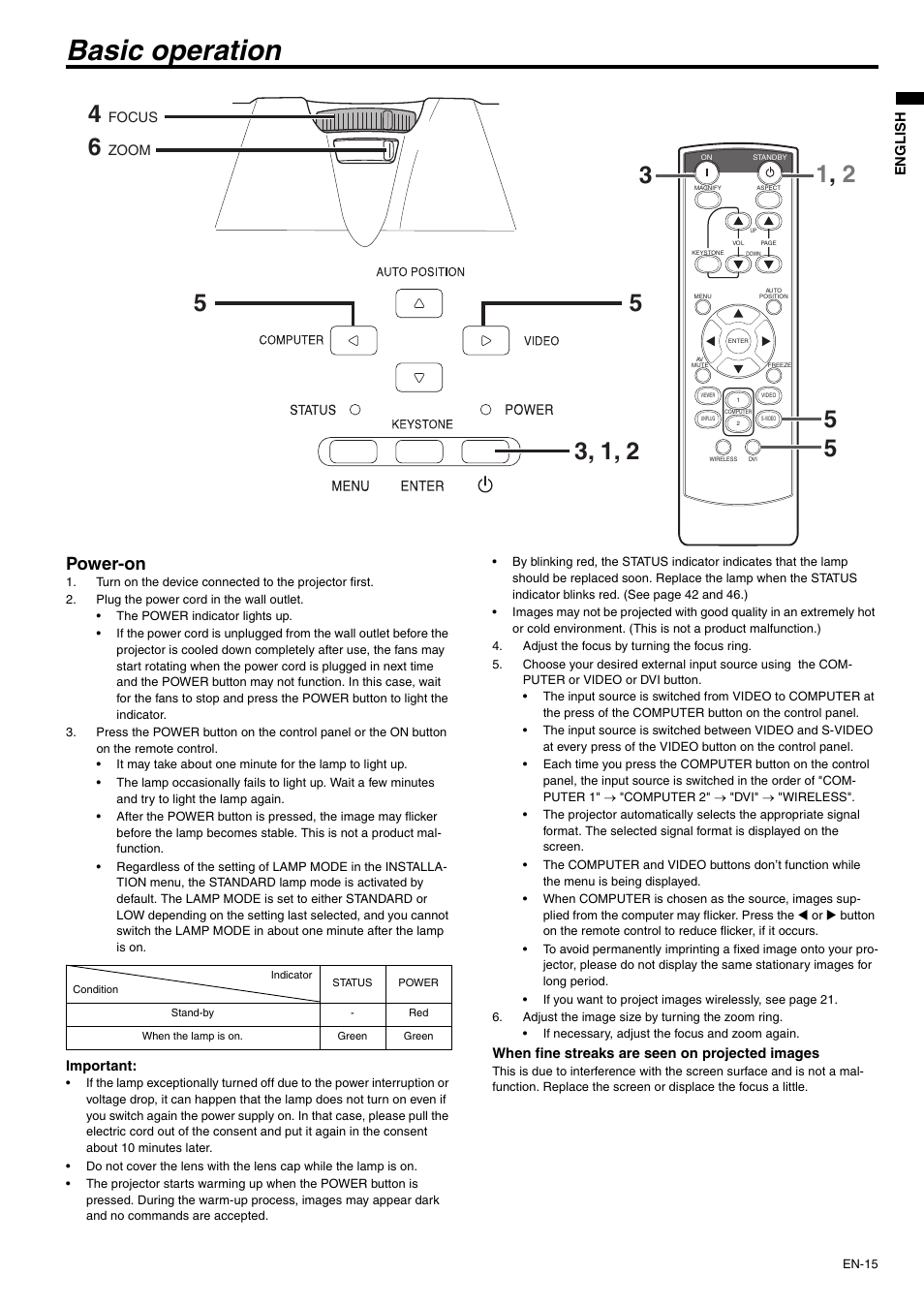 Basic operation, Power-on | MITSUBISHI ELECTRIC XD530U User Manual | Page 15 / 50