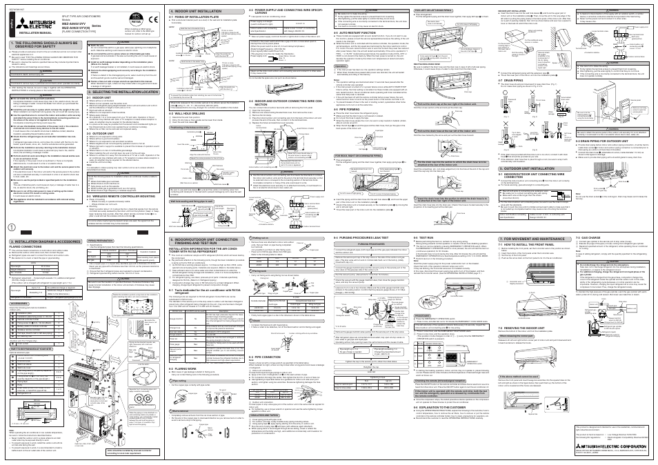 MITSUBISHI ELECTRIC MSZ-A09/A12YV User Manual | 1 page