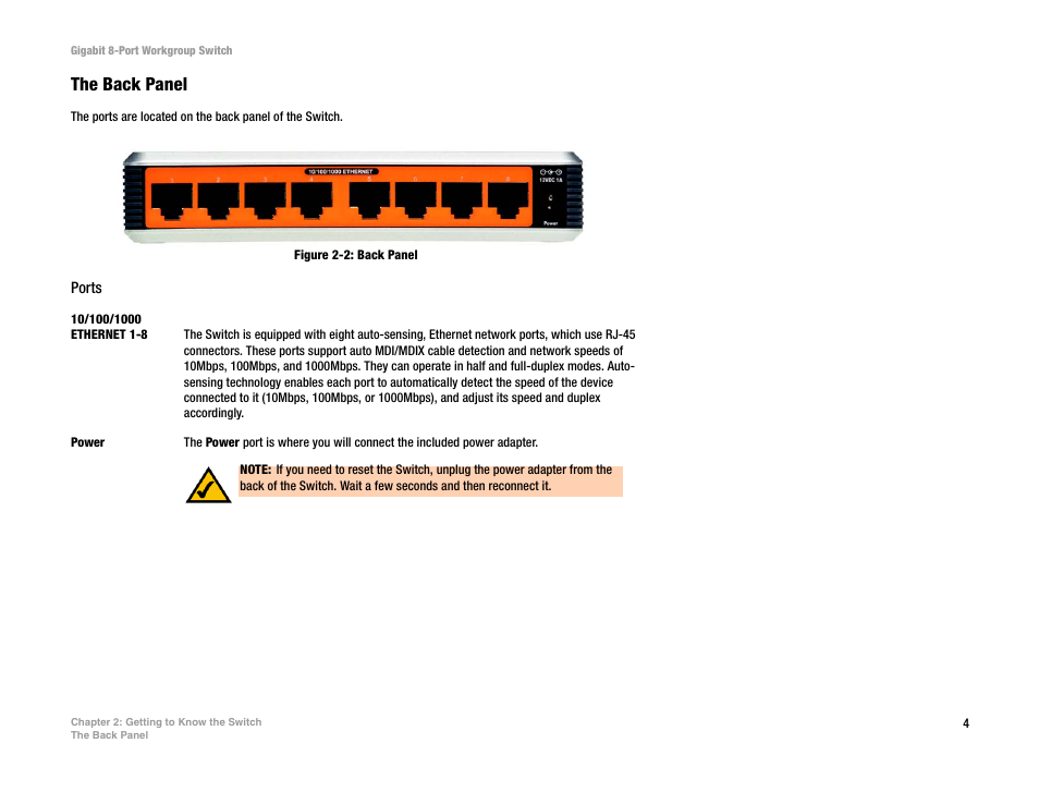 The back panel | MITSUBISHI ELECTRIC EG008W User Manual | Page 8 / 25