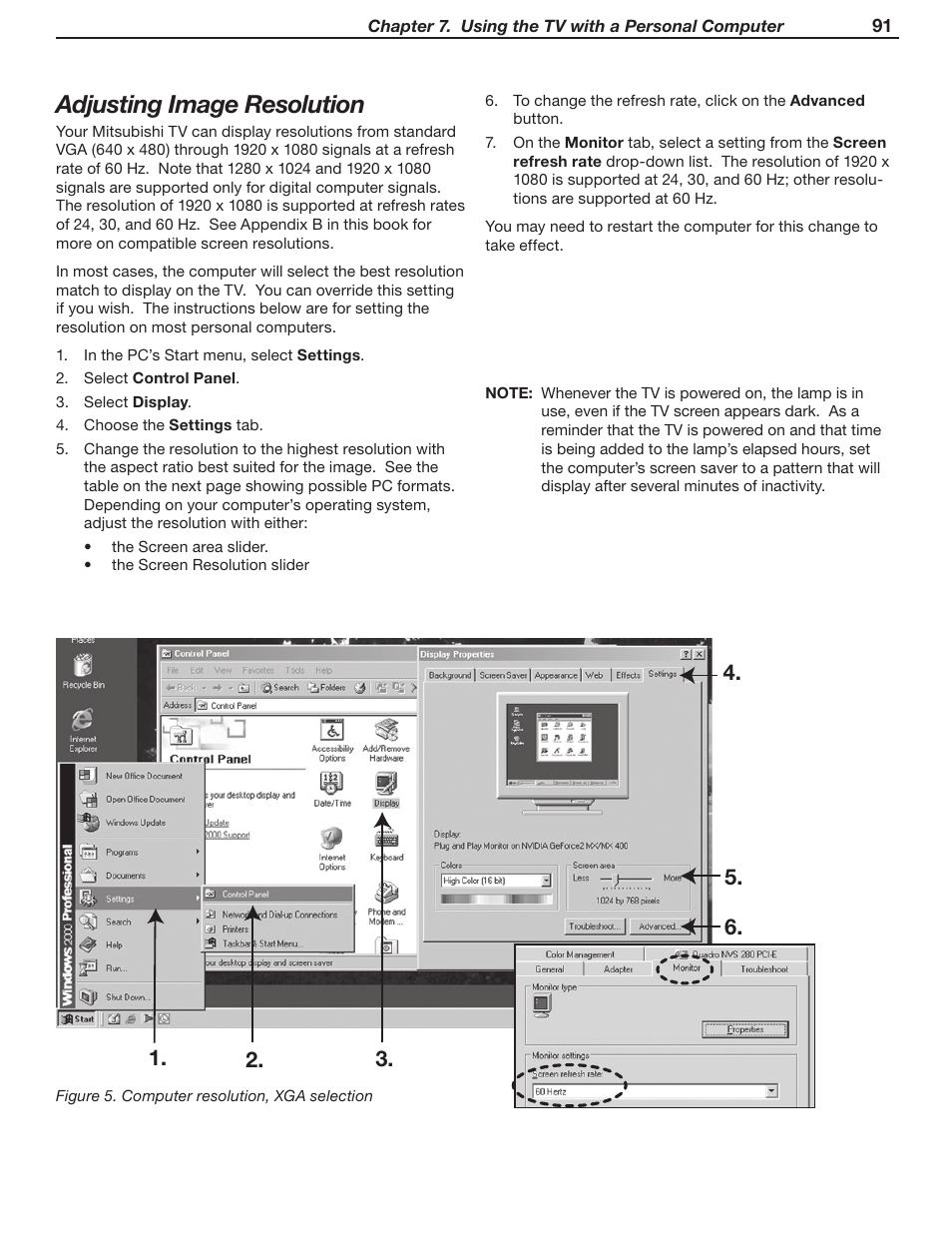 Adjusting image resolution | MITSUBISHI ELECTRIC WD-57732 User Manual | Page 91 / 124