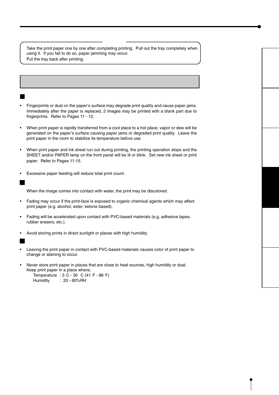 Usage and storage of paper sheet set | MITSUBISHI ELECTRIC CP900DW User Manual | Page 18 / 25