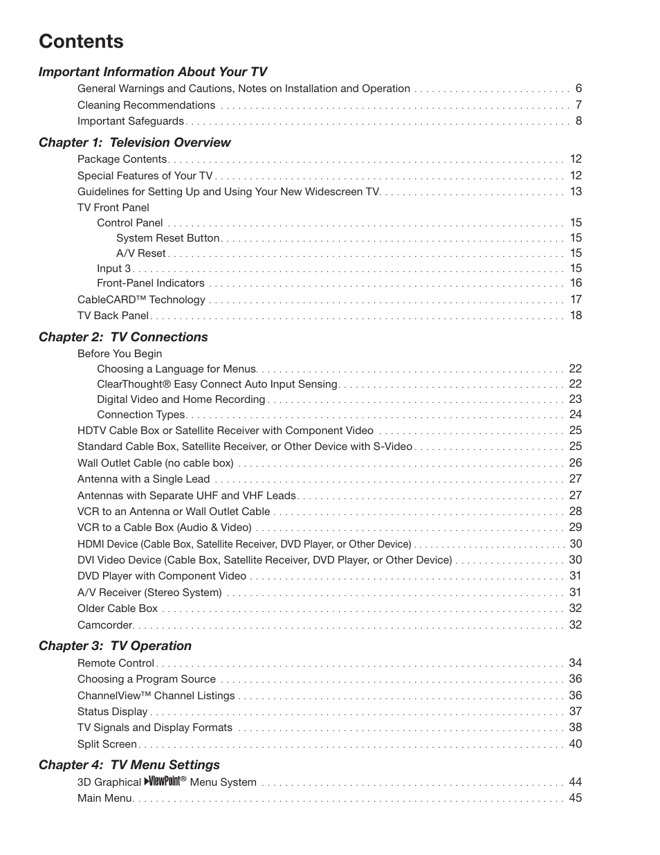 MITSUBISHI ELECTRIC WD-52631 User Manual | Page 4 / 108