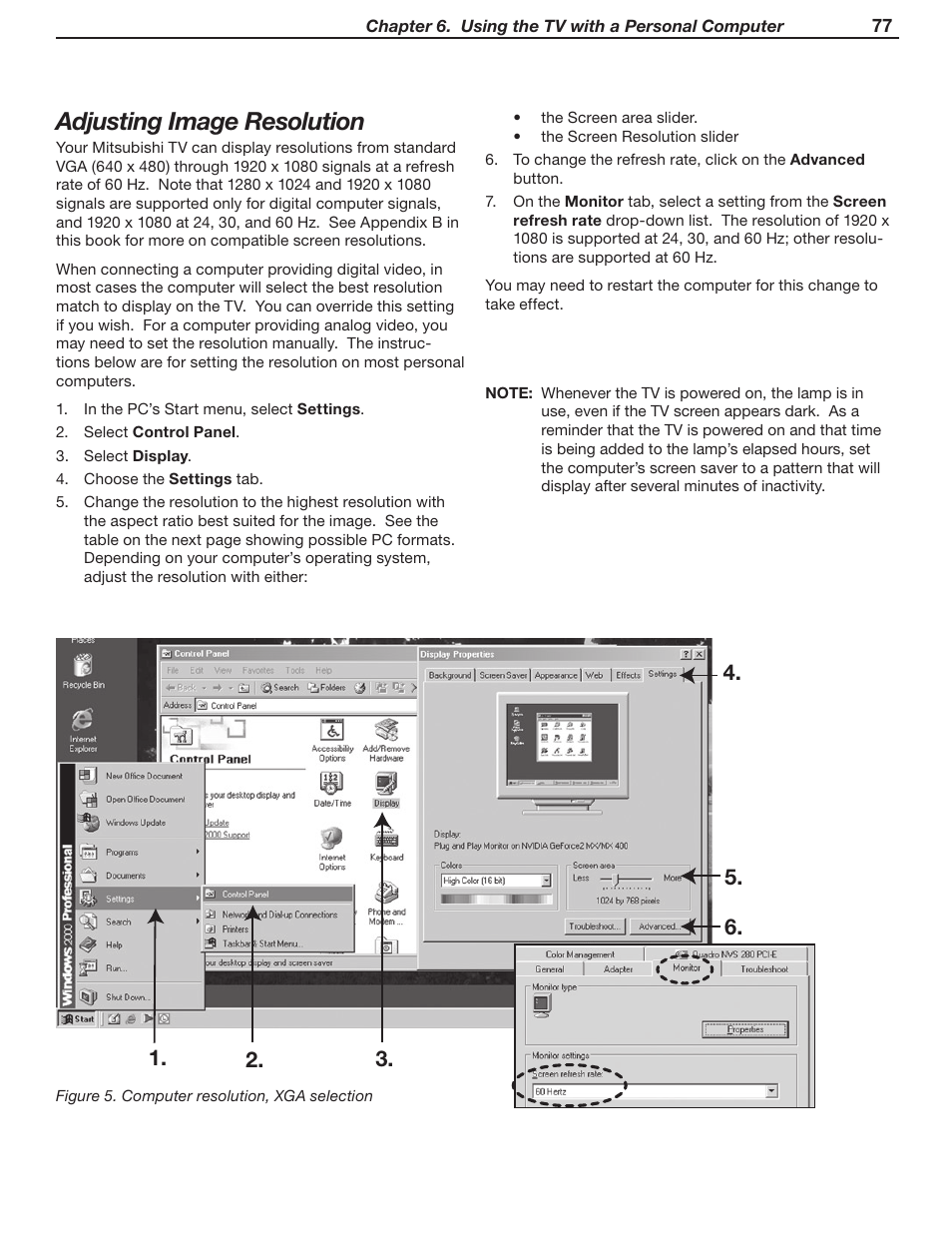 Adjusting image resolution | MITSUBISHI ELECTRIC WD-52631 User Manual | Page 77 / 108