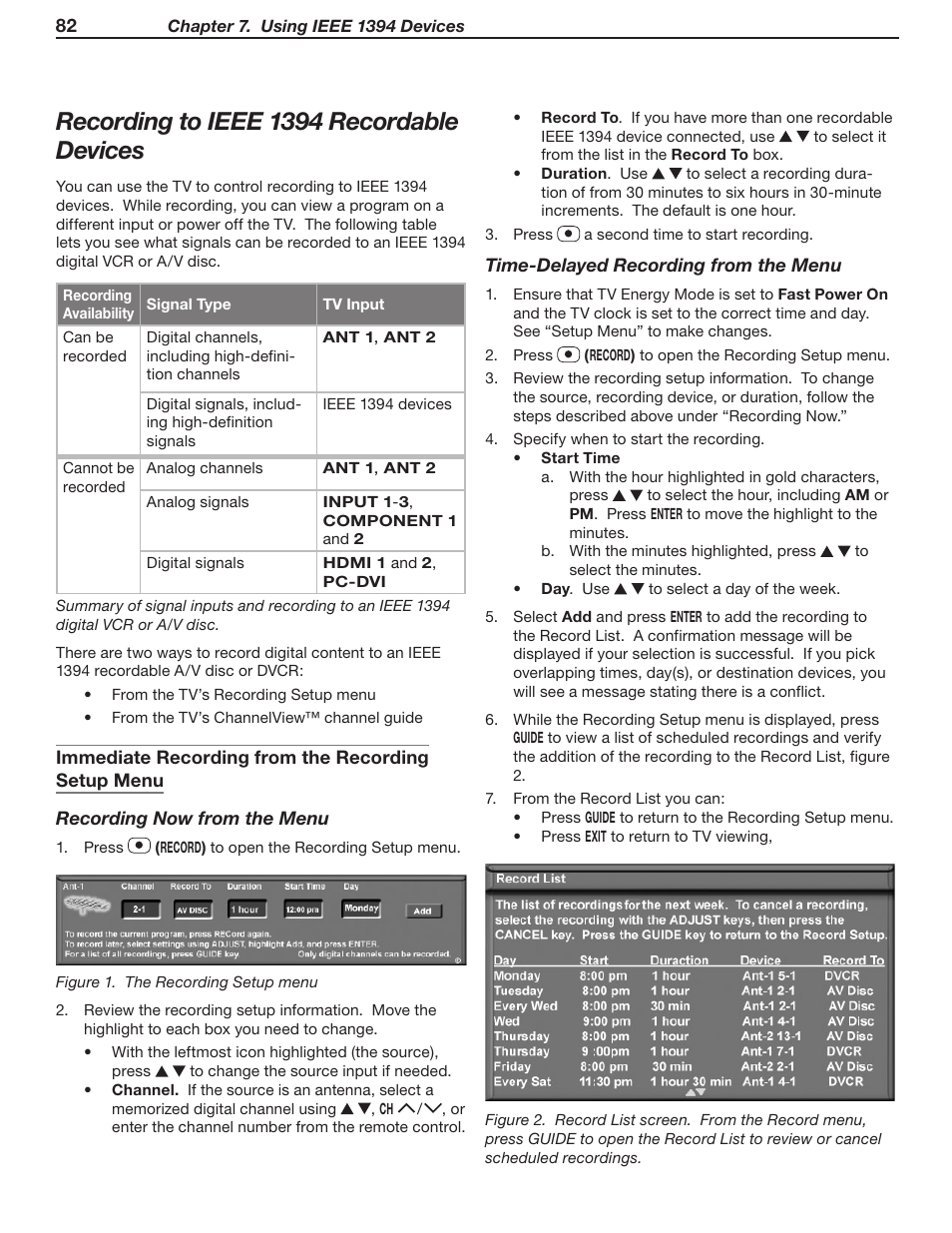 Recording to ieee 1394 recordable devices | MITSUBISHI ELECTRIC WD-52631 User Manual | Page 82 / 108