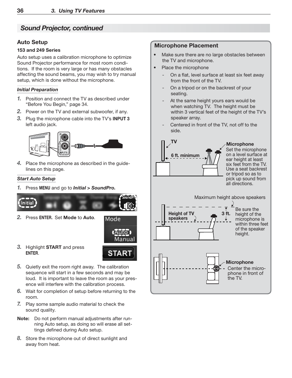 Sound projector, continued | MITSUBISHI ELECTRIC MITSUBISHI ELECTRIC IMMERSIVE SOUND LCD HDTV SeriesLT-40151 User Manual | Page 36 / 96