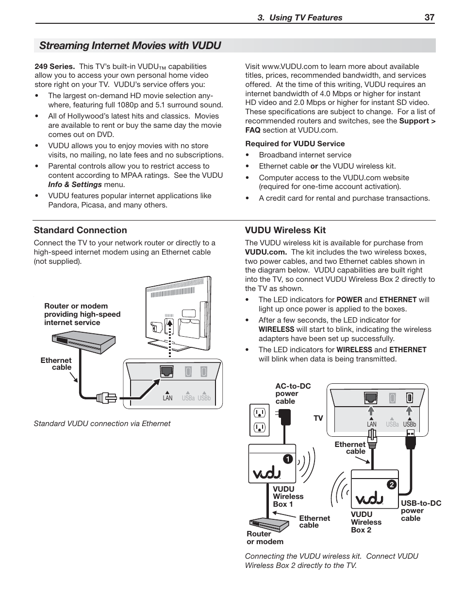 Streaming internet movies with vudu | MITSUBISHI ELECTRIC MITSUBISHI ELECTRIC IMMERSIVE SOUND LCD HDTV SeriesLT-40151 User Manual | Page 37 / 96