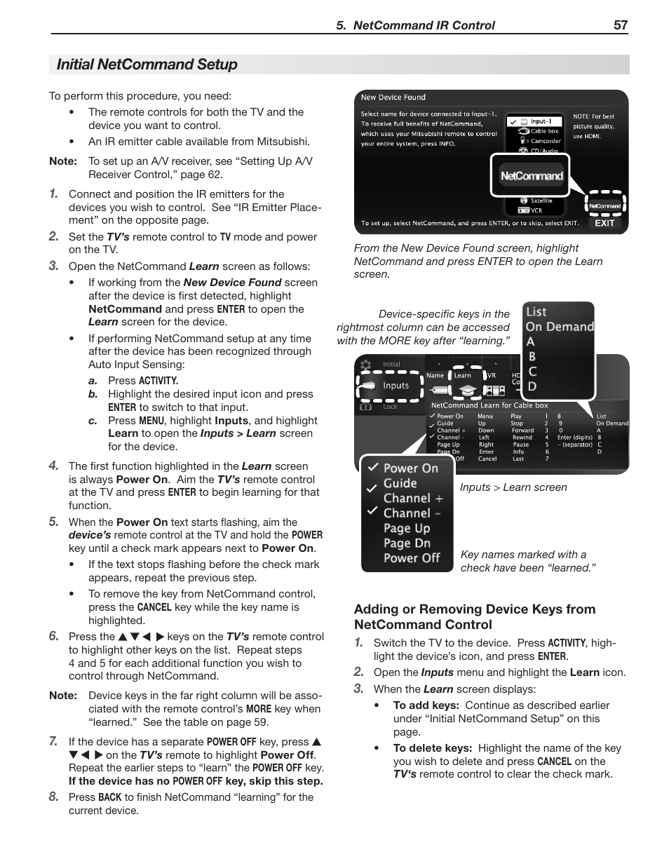 Initial netcommand setup | MITSUBISHI ELECTRIC MITSUBISHI ELECTRIC IMMERSIVE SOUND LCD HDTV SeriesLT-40151 User Manual | Page 57 / 96