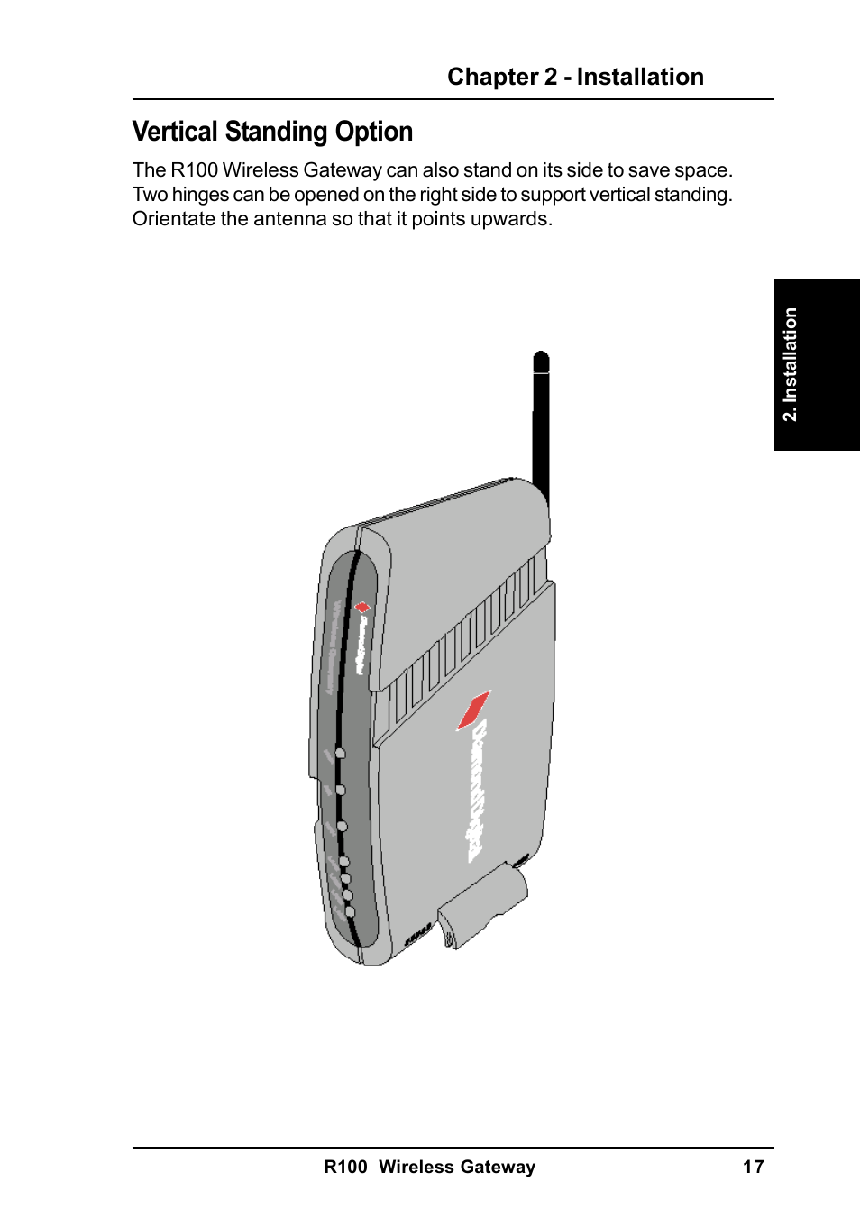 Vertical standing option | MITSUBISHI ELECTRIC R100 User Manual | Page 17 / 102