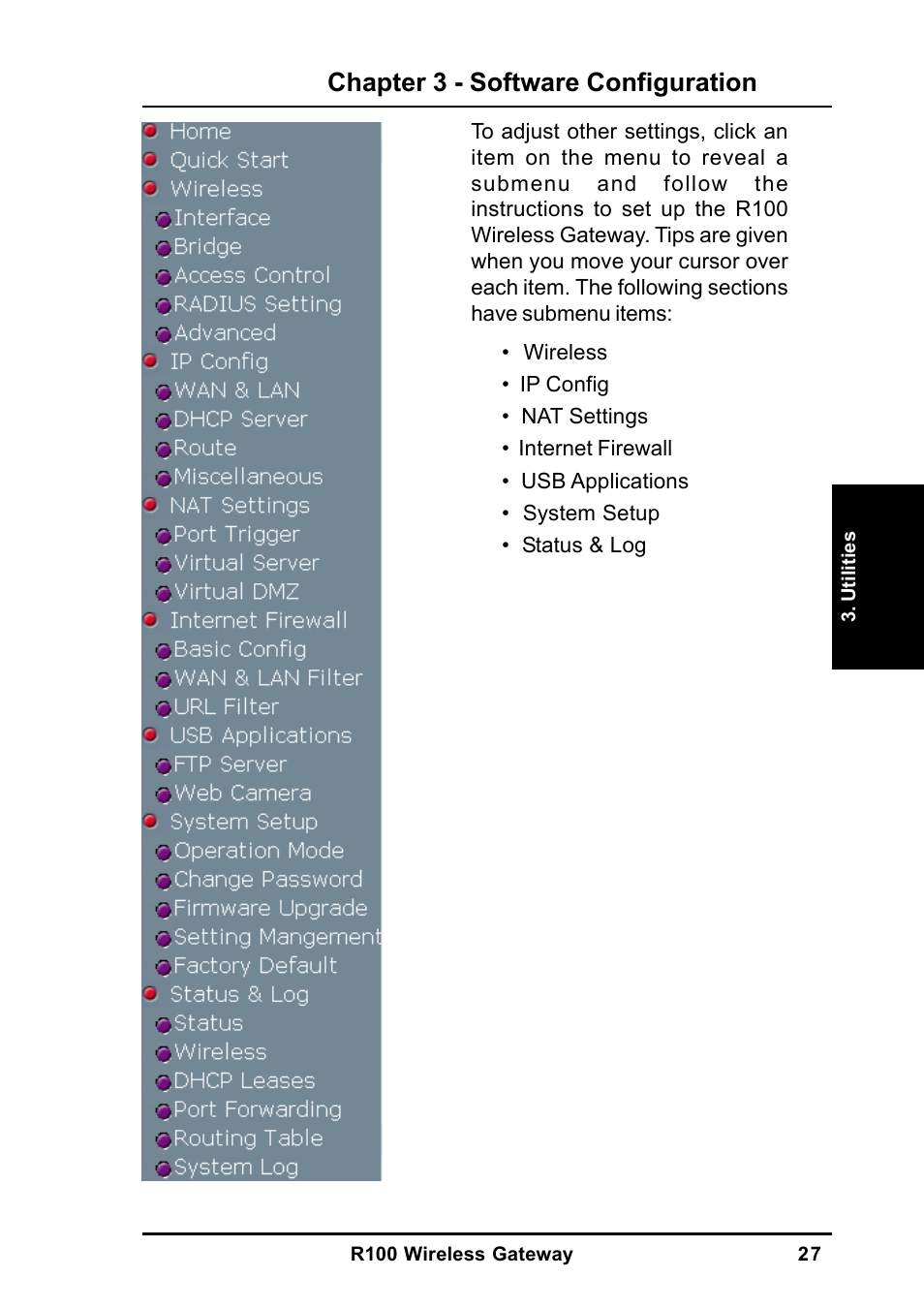Chapter 3 - software configuration | MITSUBISHI ELECTRIC R100 User Manual | Page 27 / 102