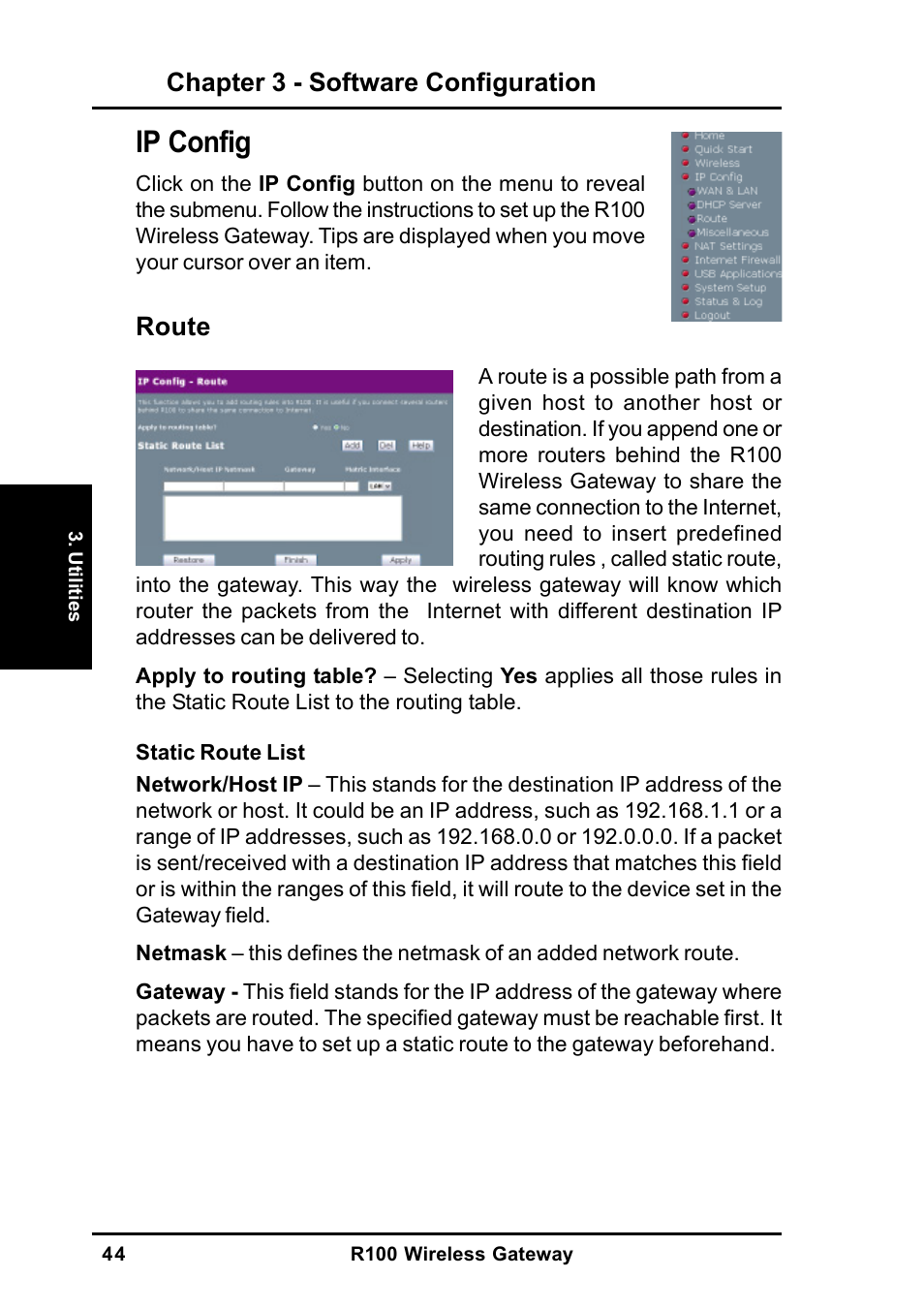 Ip config | MITSUBISHI ELECTRIC R100 User Manual | Page 44 / 102