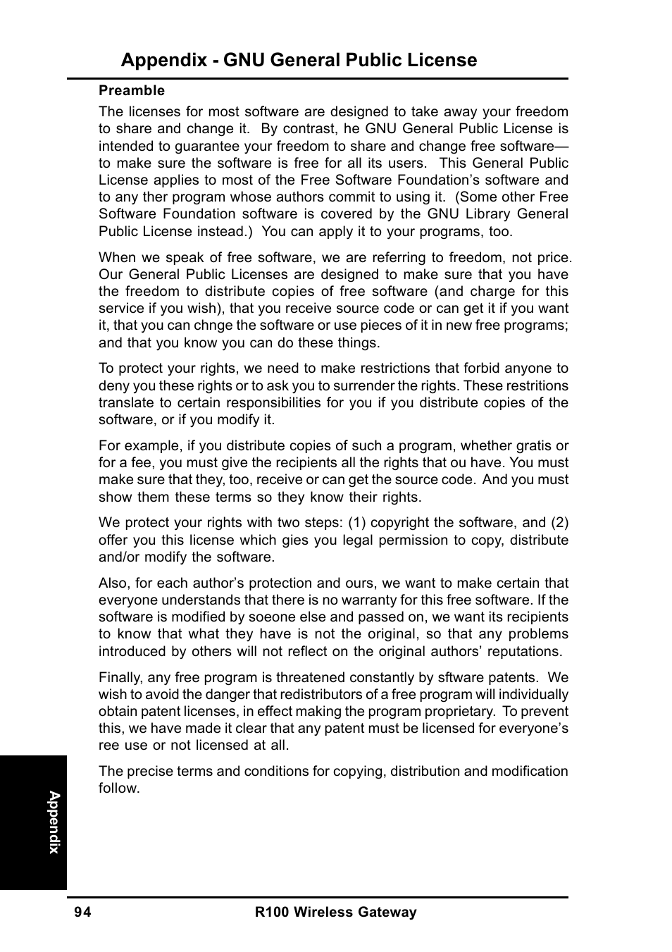 Appendix - gnu general public license | MITSUBISHI ELECTRIC R100 User Manual | Page 94 / 102