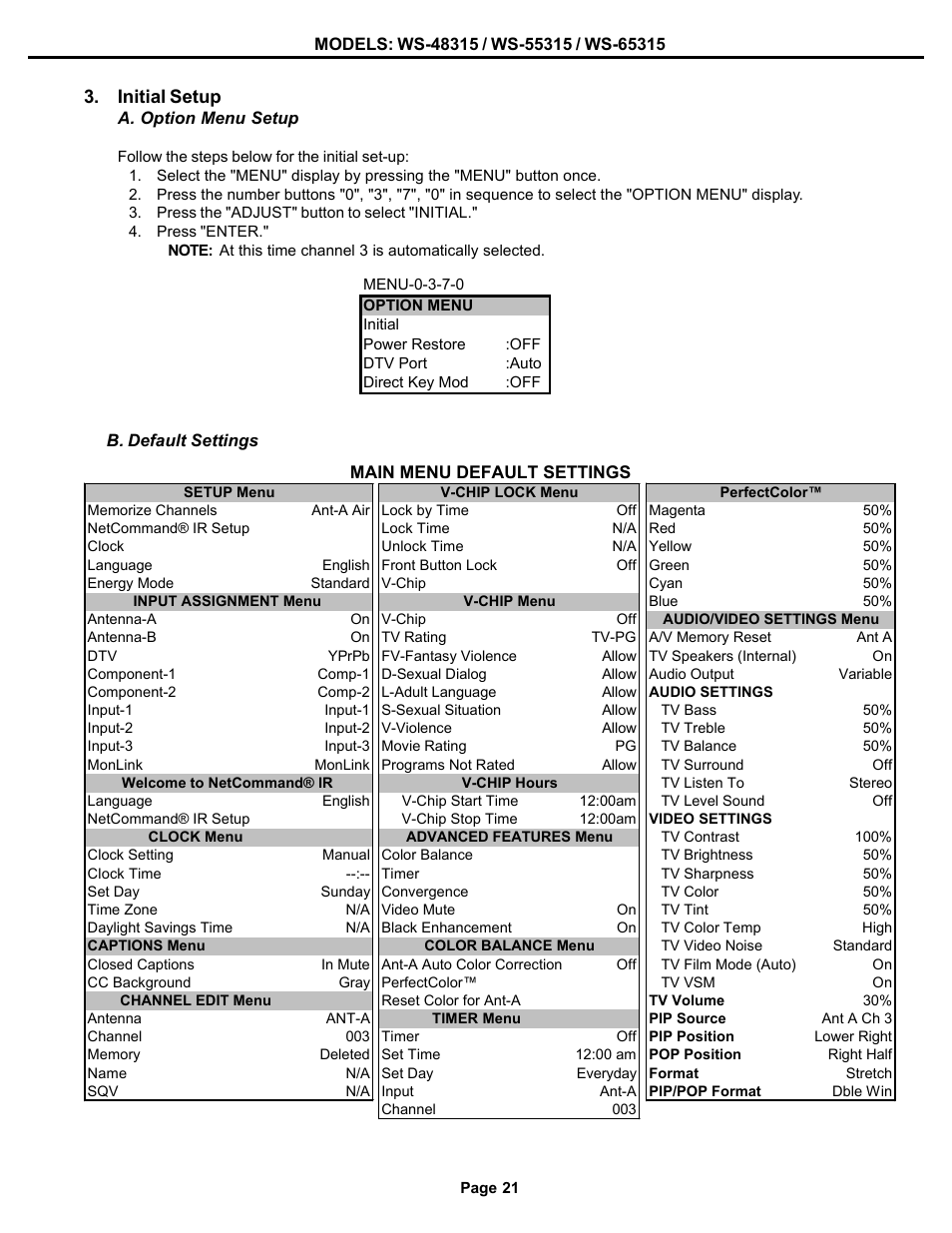 Initial setup | MITSUBISHI ELECTRIC WS-48315 User Manual | Page 21 / 68