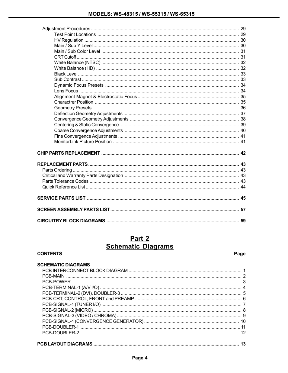 Part 2 schematic diagrams | MITSUBISHI ELECTRIC WS-48315 User Manual | Page 4 / 68