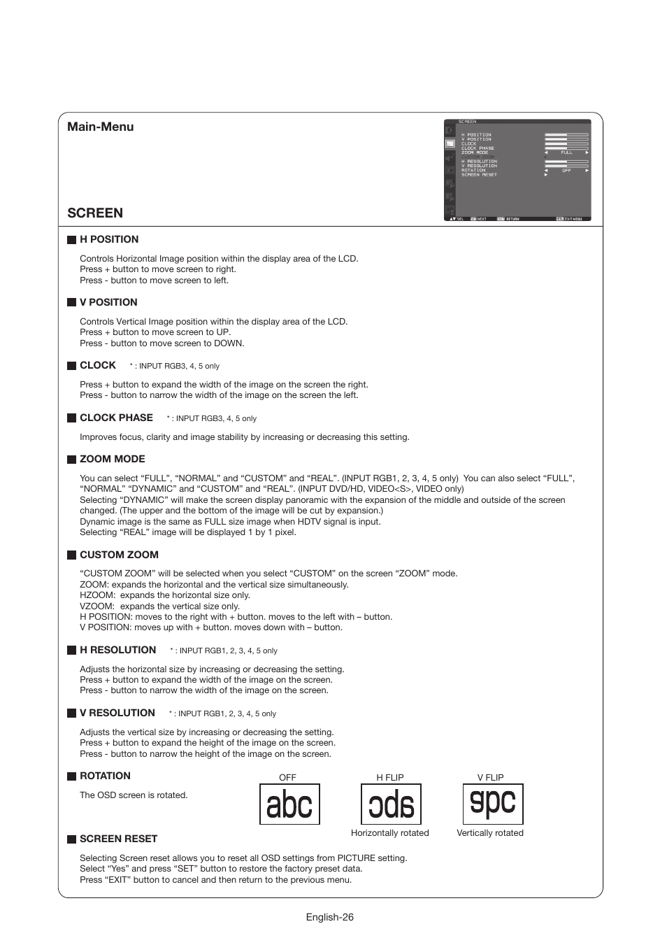 Screen, Main-menu | MITSUBISHI ELECTRIC MDT521S User Manual | Page 27 / 44