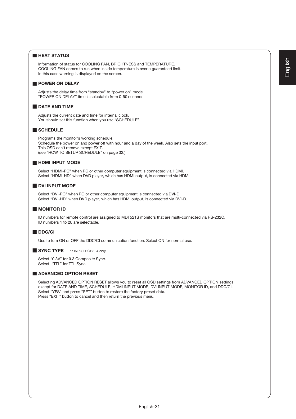 English | MITSUBISHI ELECTRIC MDT521S User Manual | Page 32 / 44