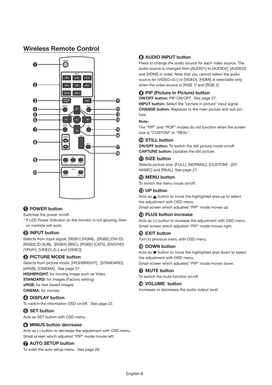 Wireless remote control | MITSUBISHI ELECTRIC MDT521S User Manual | Page 9 / 44